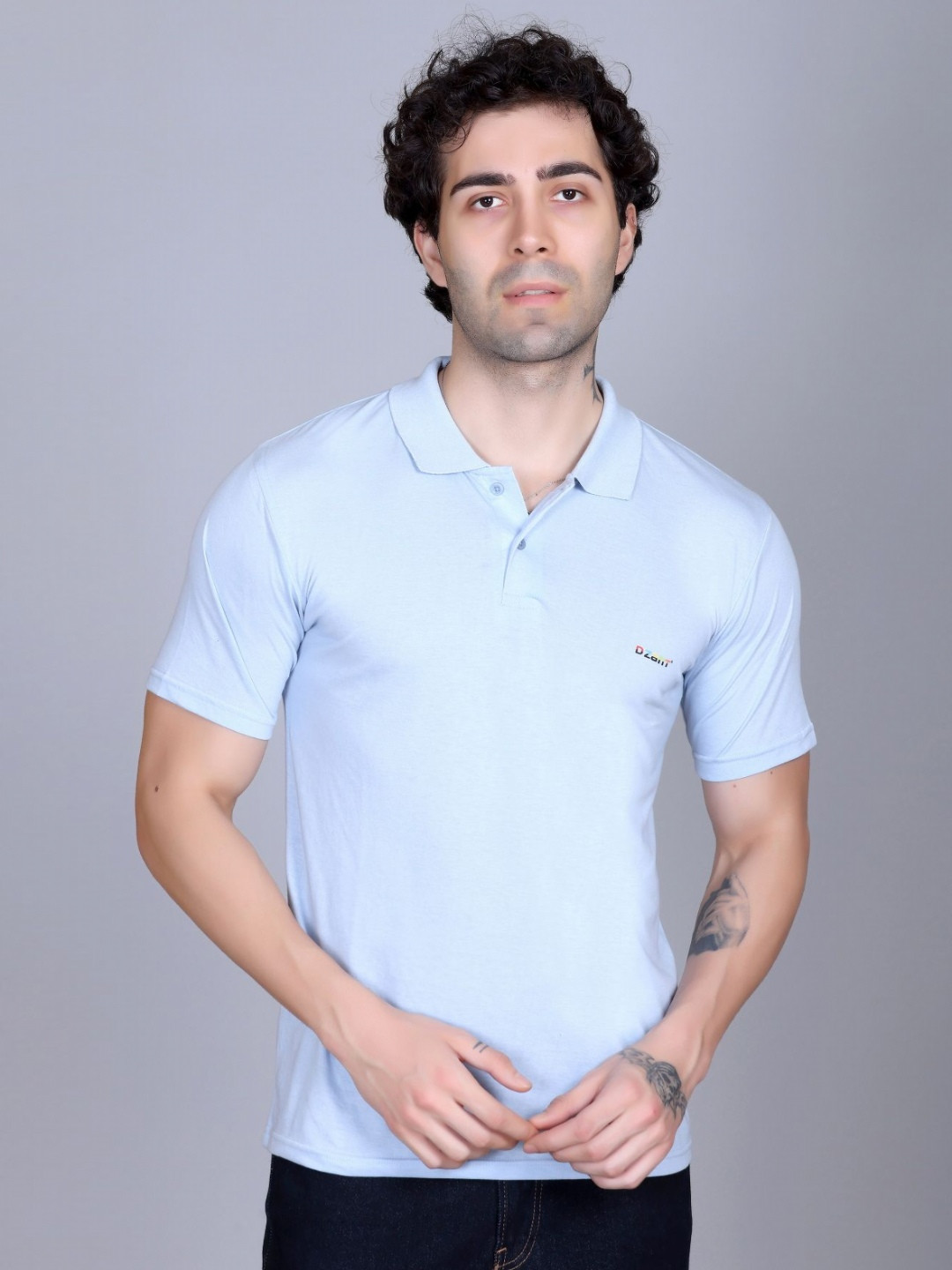 Dzant Men Air Max Solid Polo Collar Cotton T-shirt