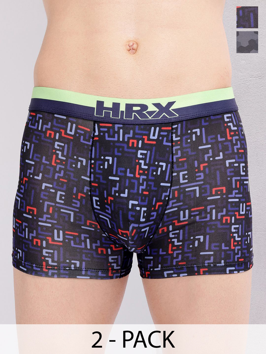 HRX by Hrithik Roshan Pack Of 2 Printed Antimicrobial Trunk HTO-PV-Print-107-113-S