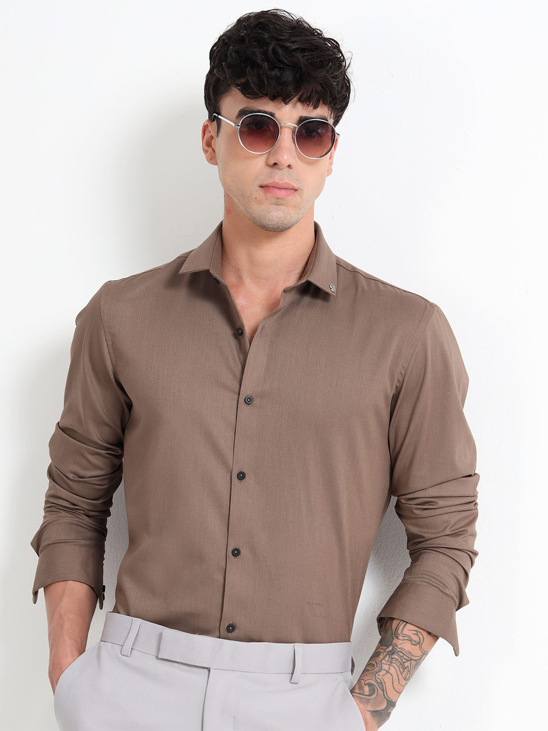 Mystery Of Fashion Men Spread Collar Classic Casual Shirt