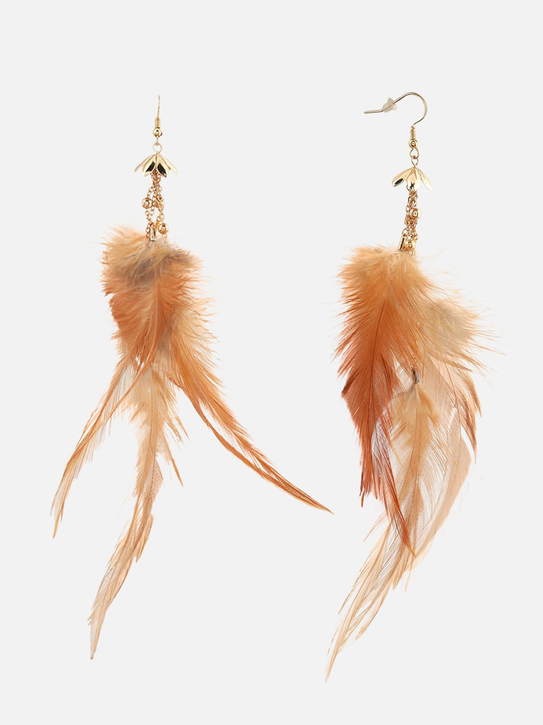 Beatnik Gold-Plated Animal Shaped Feather Drop Earrings