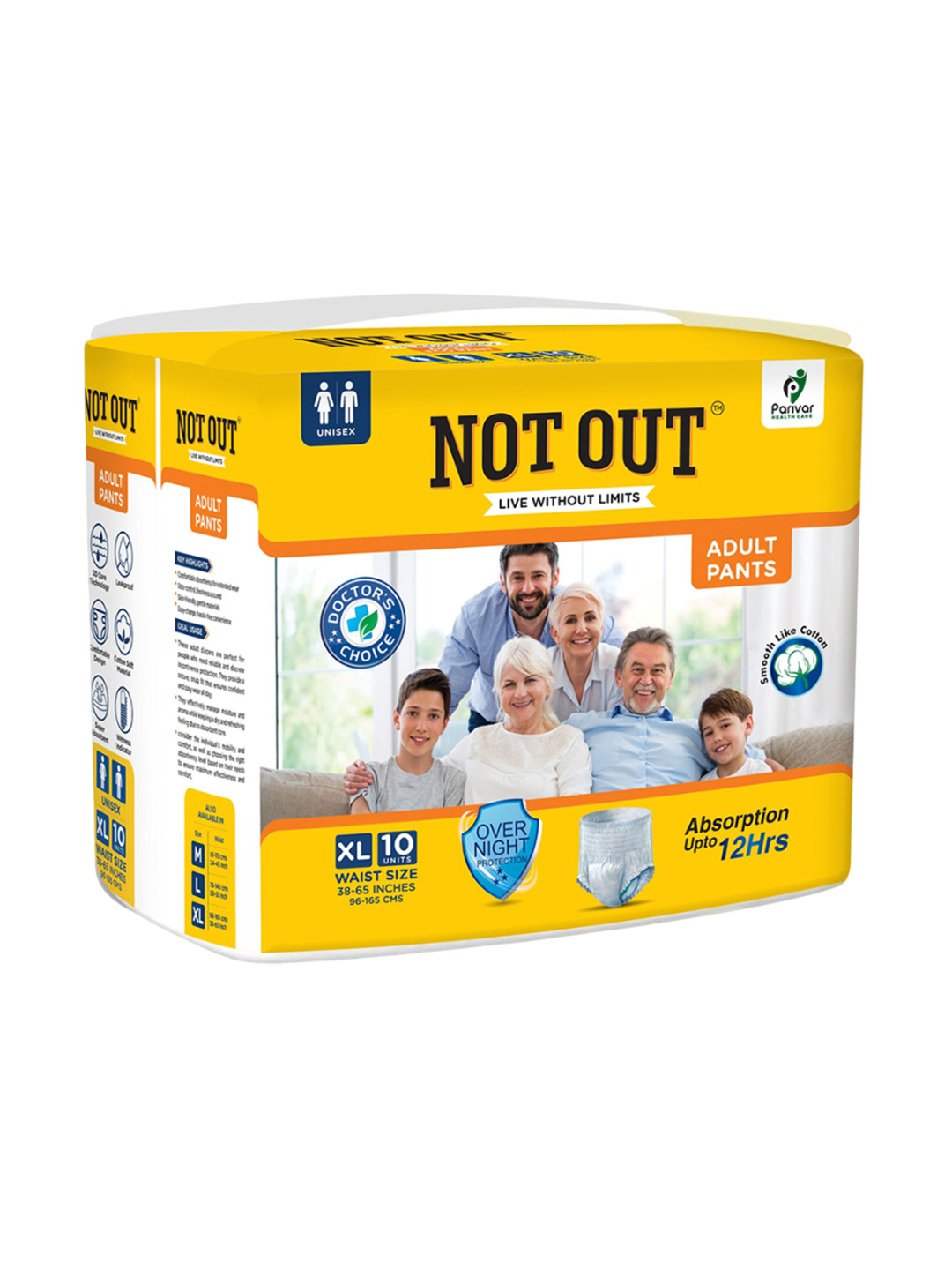 Not Out 3D Core Technology Adult Diapers - 10 Pcs Each - XL