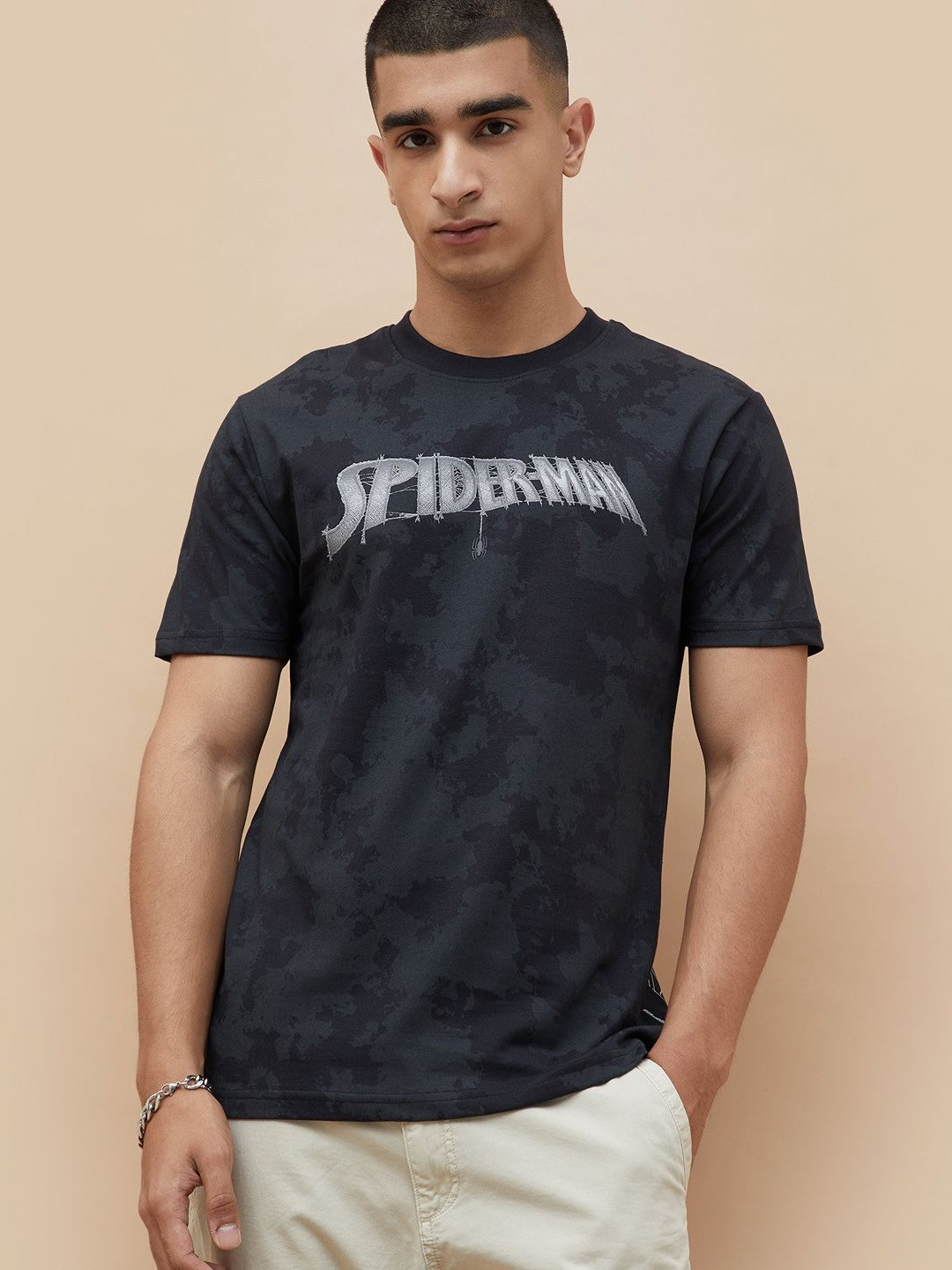 Fame Forever by Lifestyle Men Spider-Man Graphic Printed Round Neck Cotton T-shirt