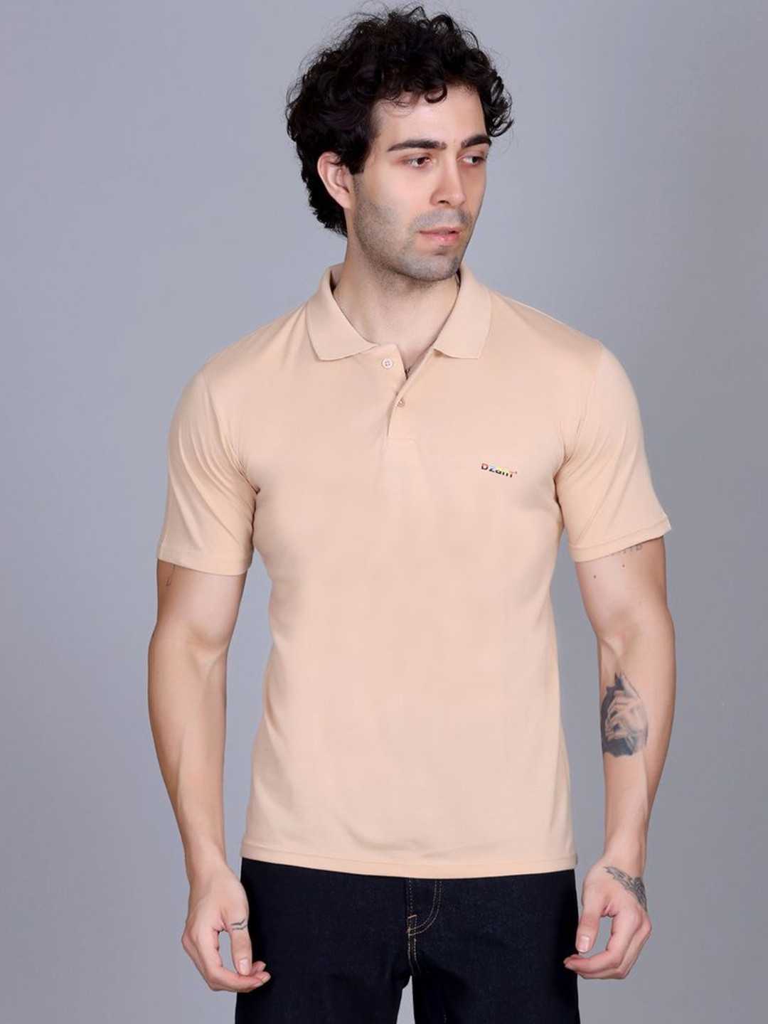 Dzant Men Air Max Solid Polo Collar Cotton T-shirt