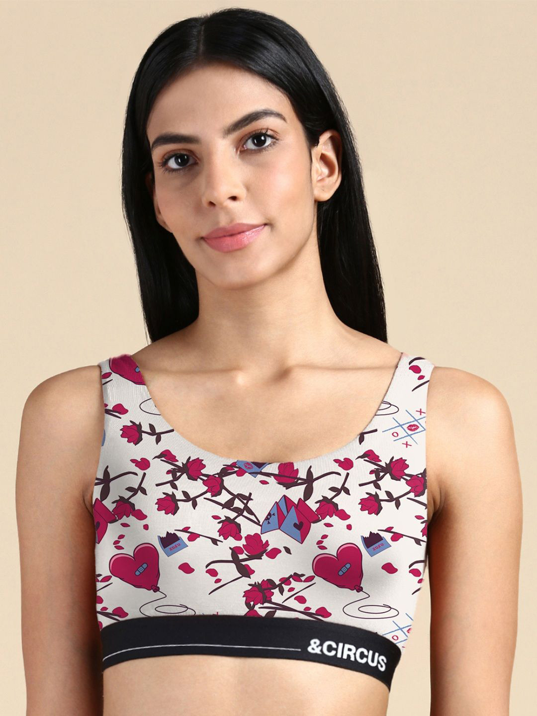 &CIRCUS Printed Lounge Bra With High Coverage Non-Padded Micro Modal