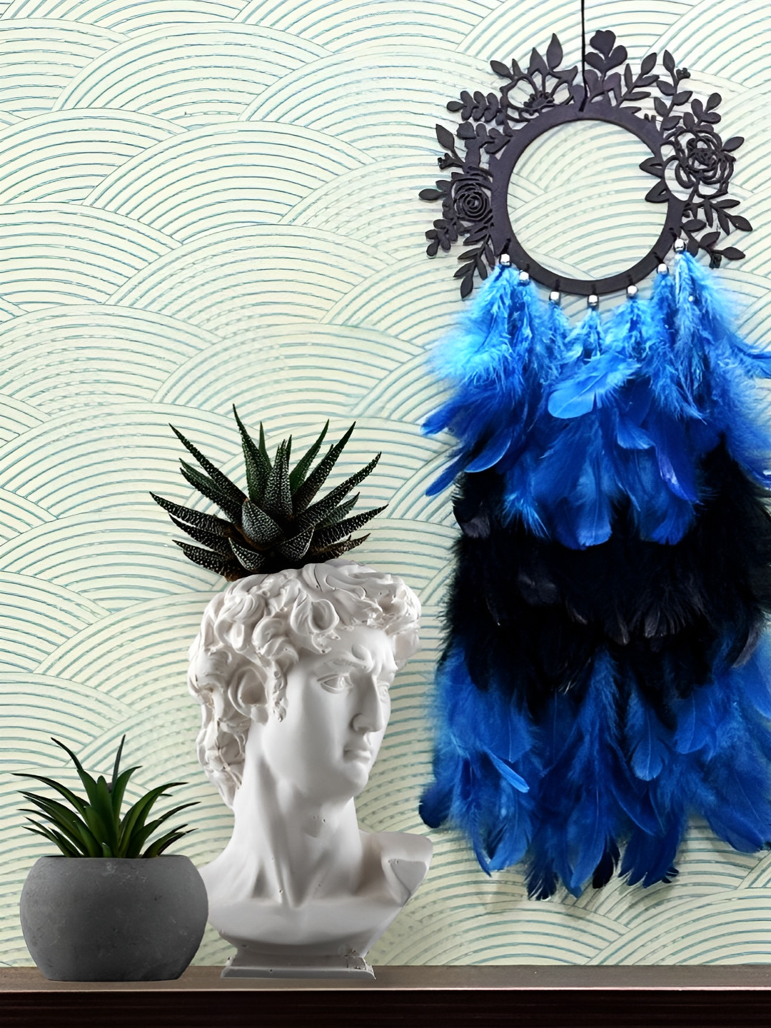 COLOR SPLASH Dream Catcher Floral Wood Matte Hanging Bedroom -8In