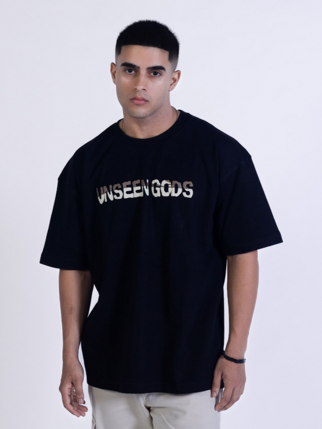 Unseen Gods Men Typography Printed Round Neck Cotton Oversized T-shirt