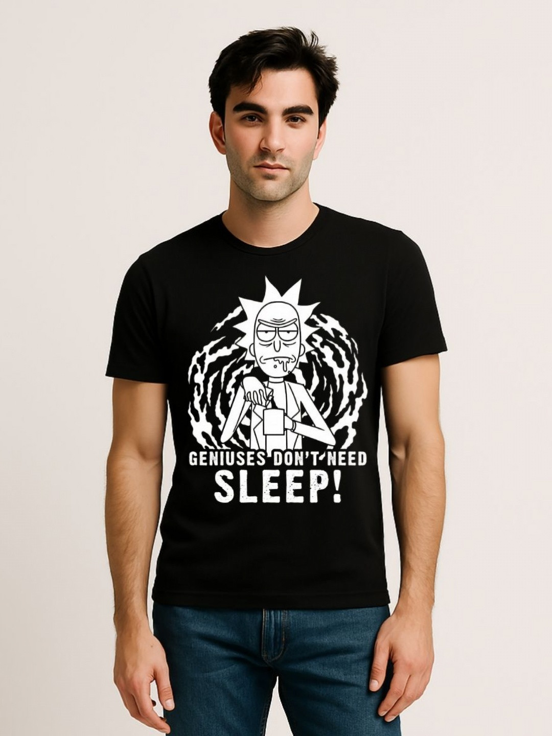 Be Crazy Men Rick & Morty Graphic Printed Round Neck Cotton T-shirt