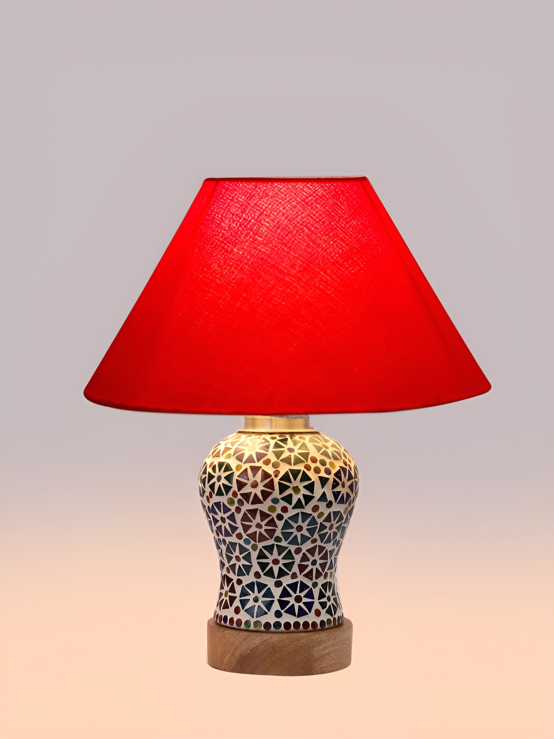 Aura Red Glass Traditional Abstract Shaped Table Lamp