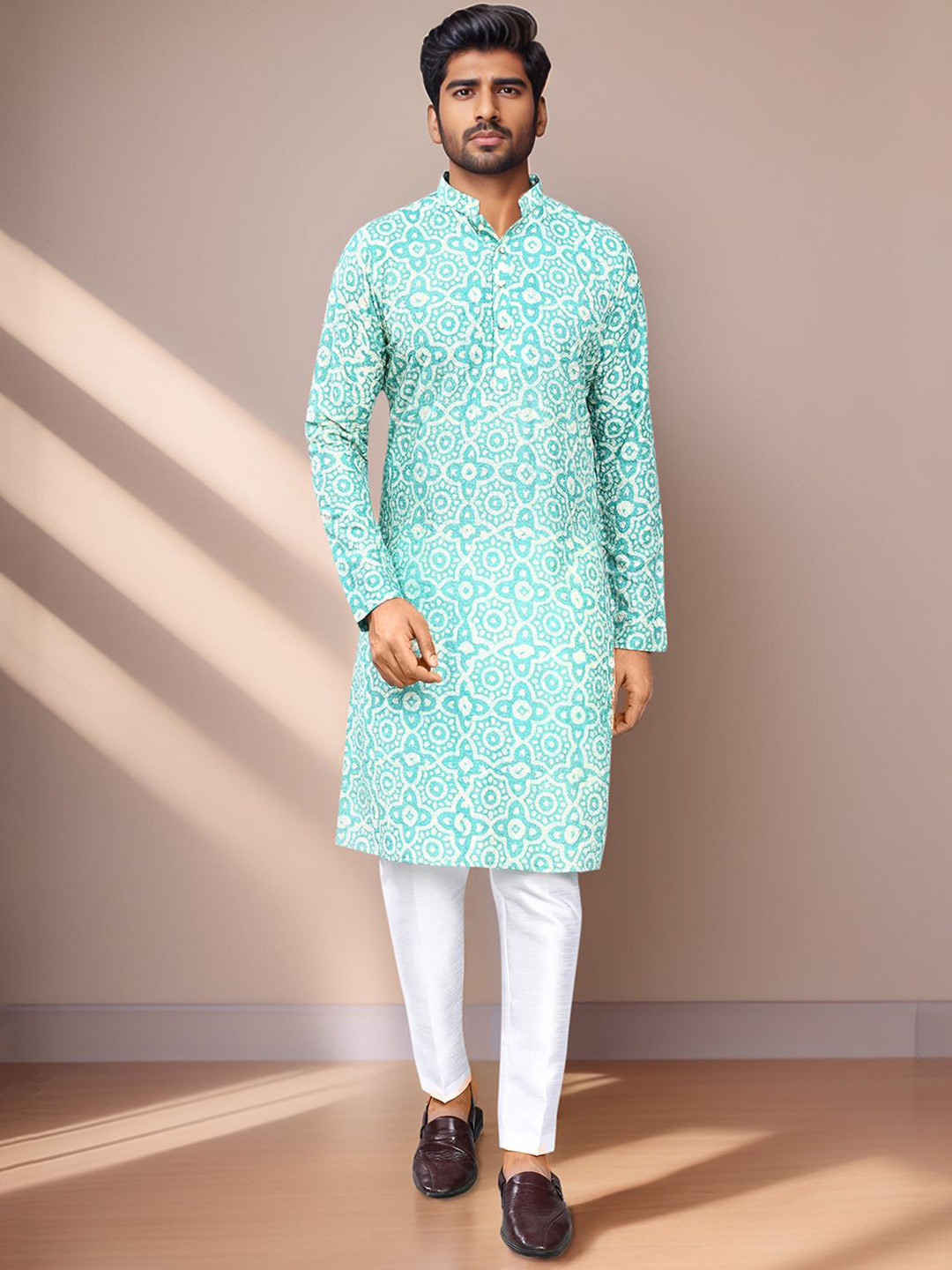 Arihant Rai Sinha Men Ethnic Motifs Prined Regular Straight Kurta Pyjamas Set