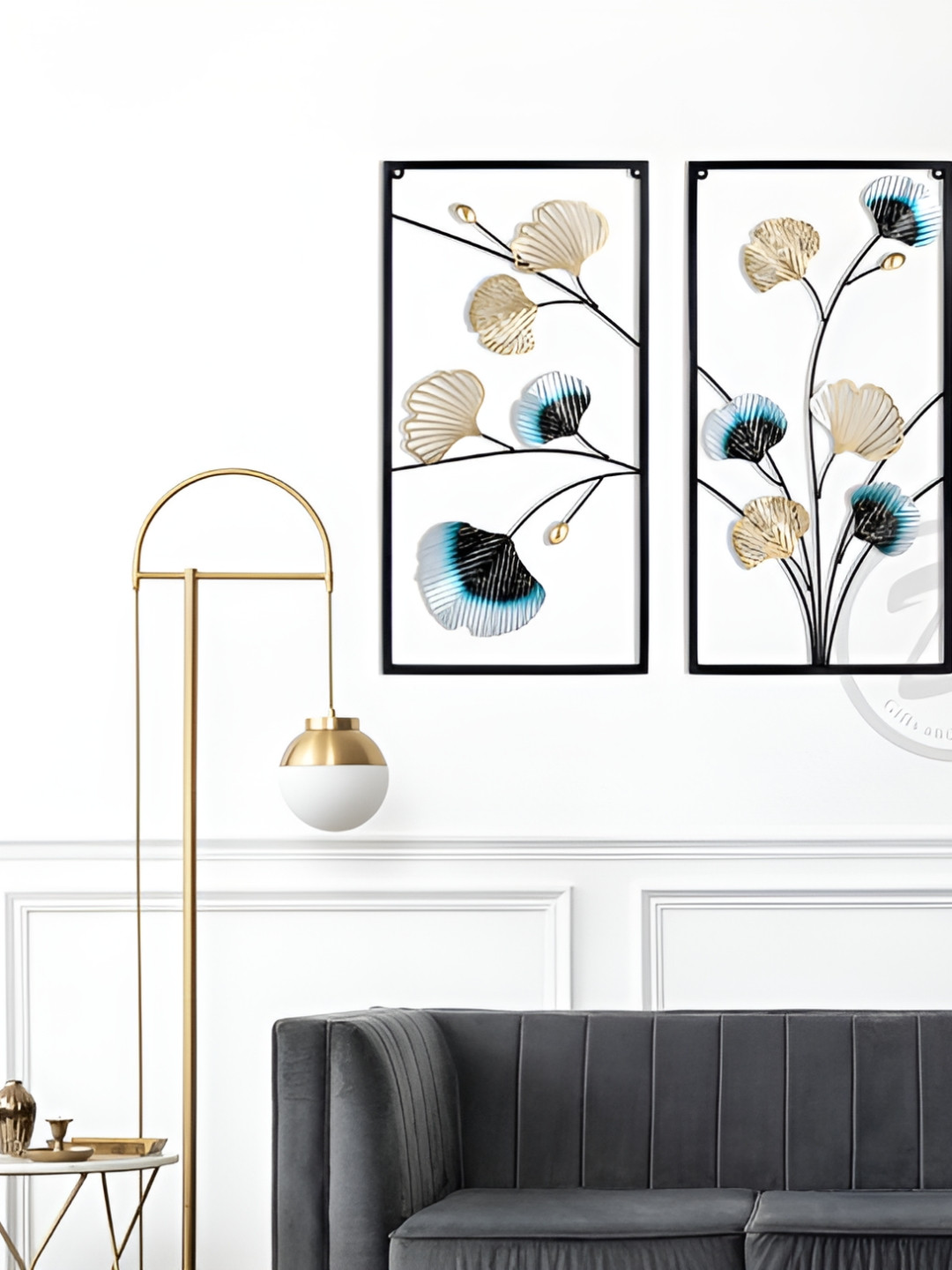 DESIGN WORLD GIFTS AND INTERIORS Black 4 Pieces Gingko Leaf Canvas Wall Arts