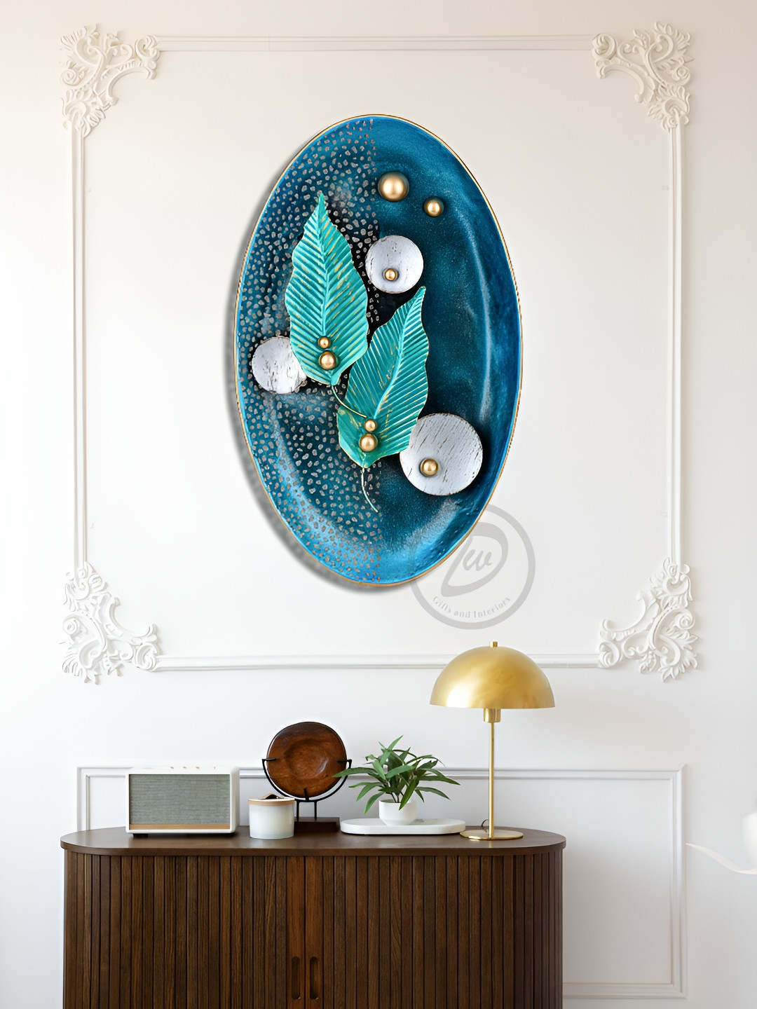 DESIGN WORLD GIFTS AND INTERIORS Leaf Wall Art Decor Metal Glossy Floral Wall Decor-24In