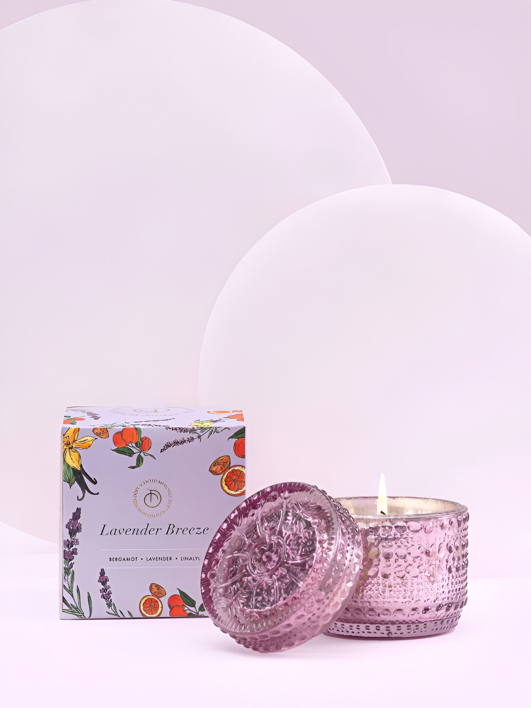 DOFT CANDLES Trinket Jar Scented 1 Wick Lavender Breeze Geometric Round Regular Candles