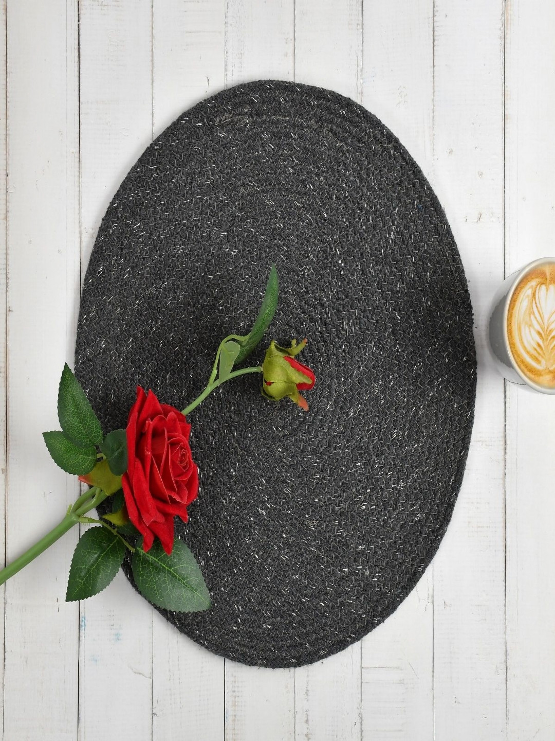 Aura 4-Pcs Grey Spiral Round Cotton Table Placemats