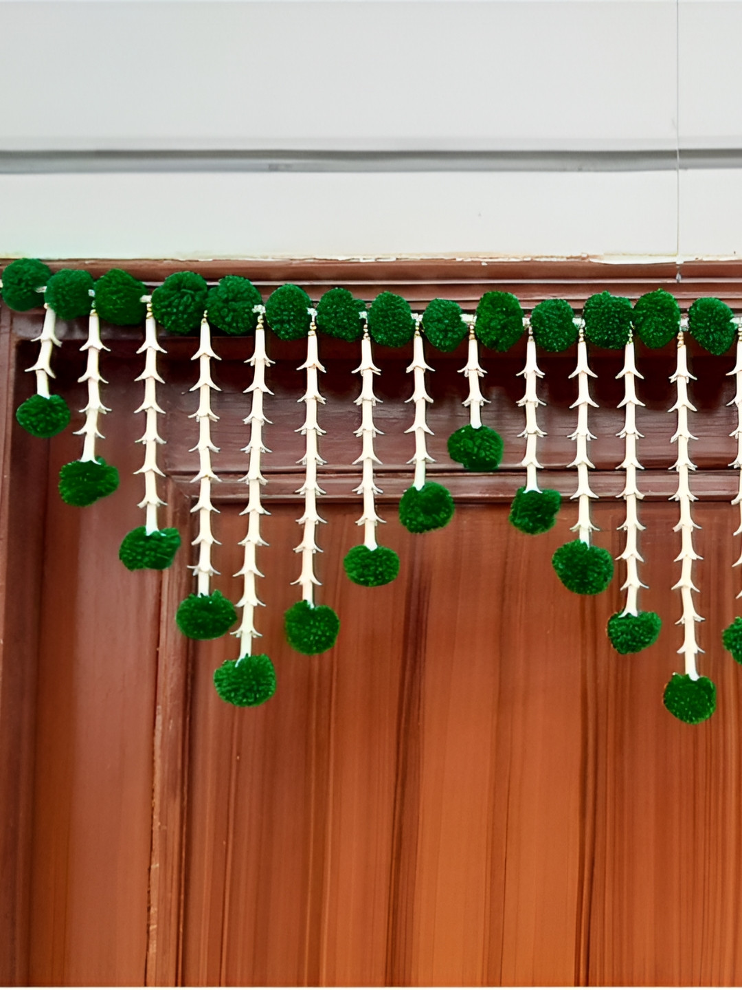 SATVIK CREATIONS Green & White Pom Pom Thoran Festive Decor