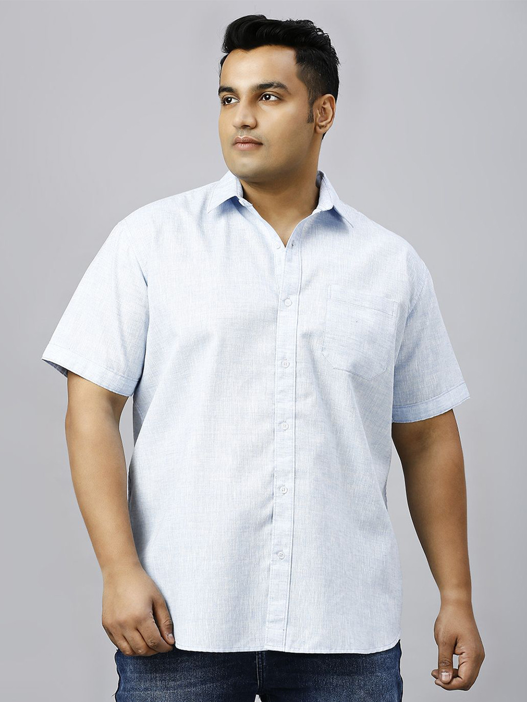 Xmex Men's Plus Size Solid Casual Shirt