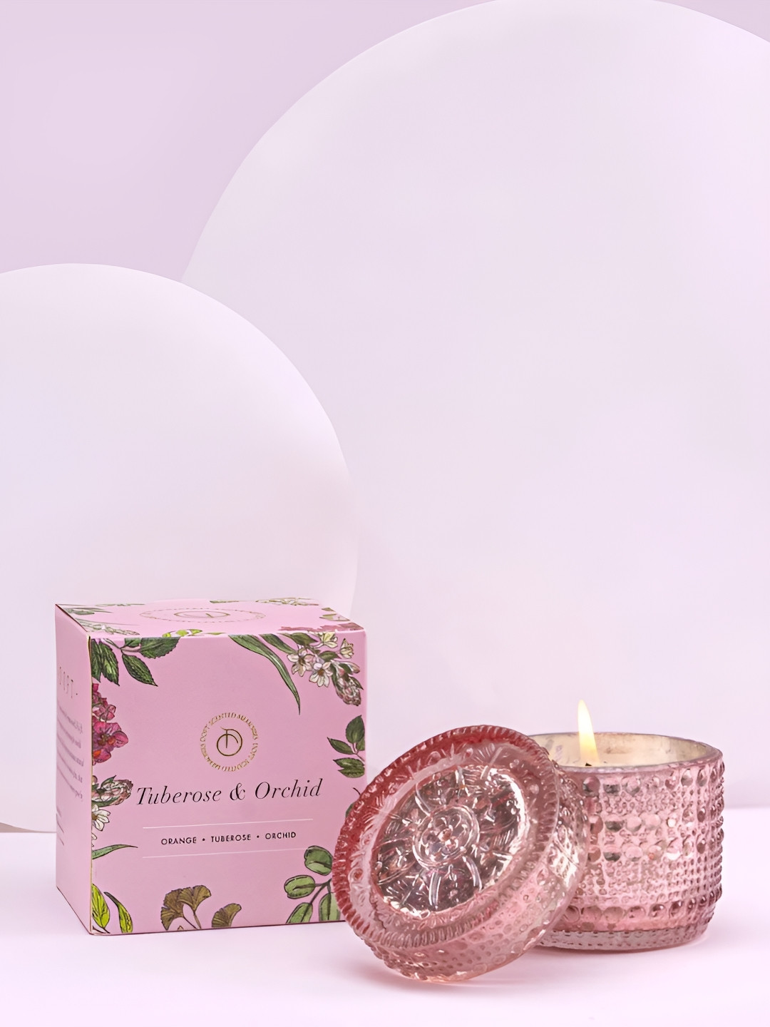 DOFT CANDLES Scented 1 Wick Tuberose & Orchid Geometric Round Regular Jar Candles