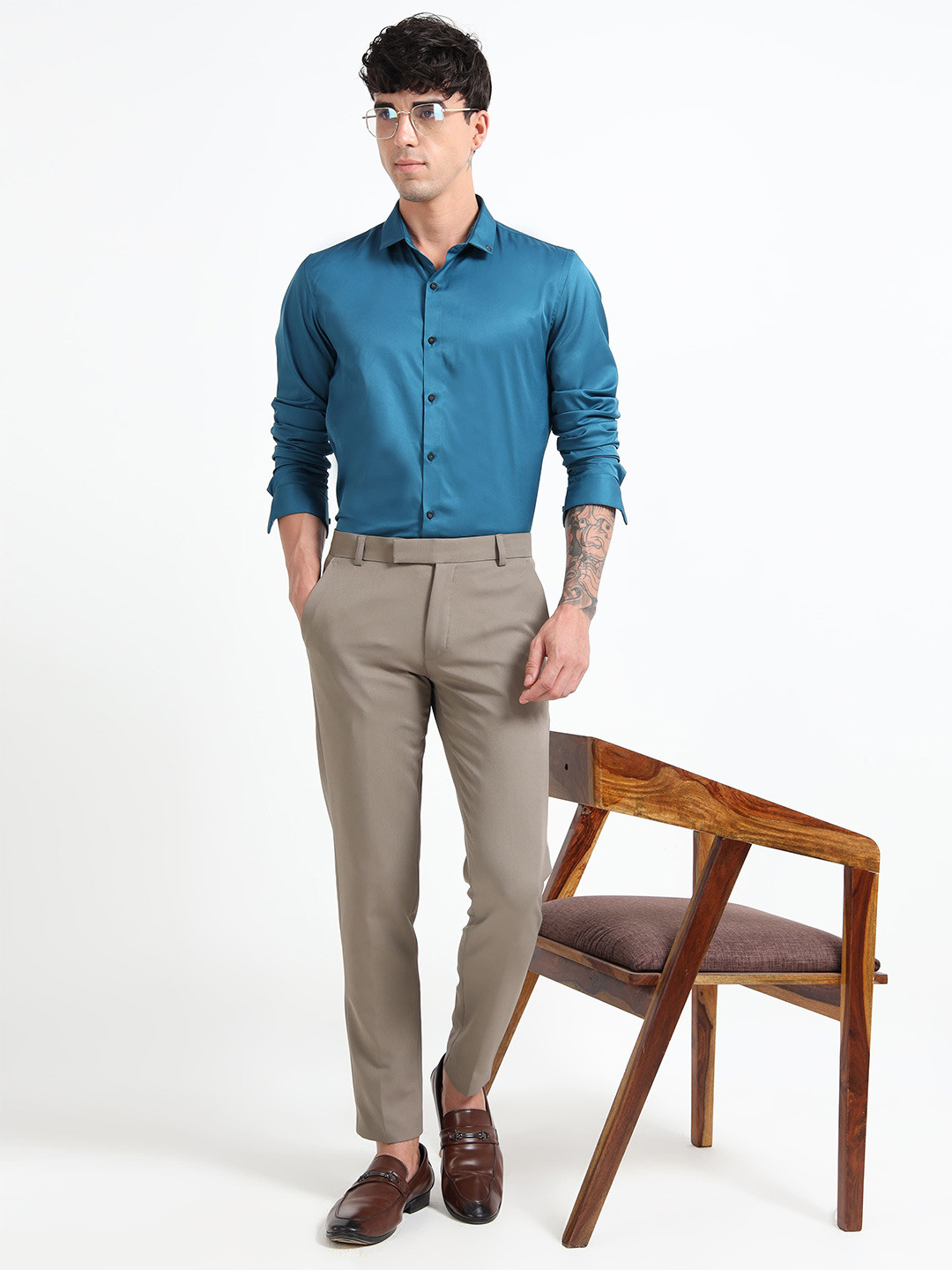 Mystery Of Fashion Men Spread Collar Cotton Classic Casual Shirt