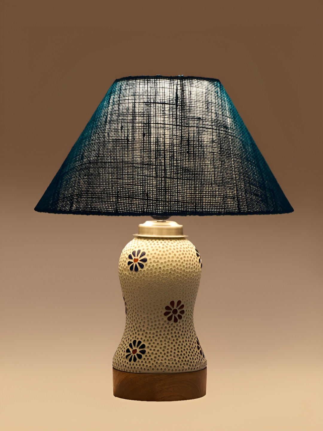 Aura Turquoise Blue Glass Traditional FrustumShaped Table Lamp