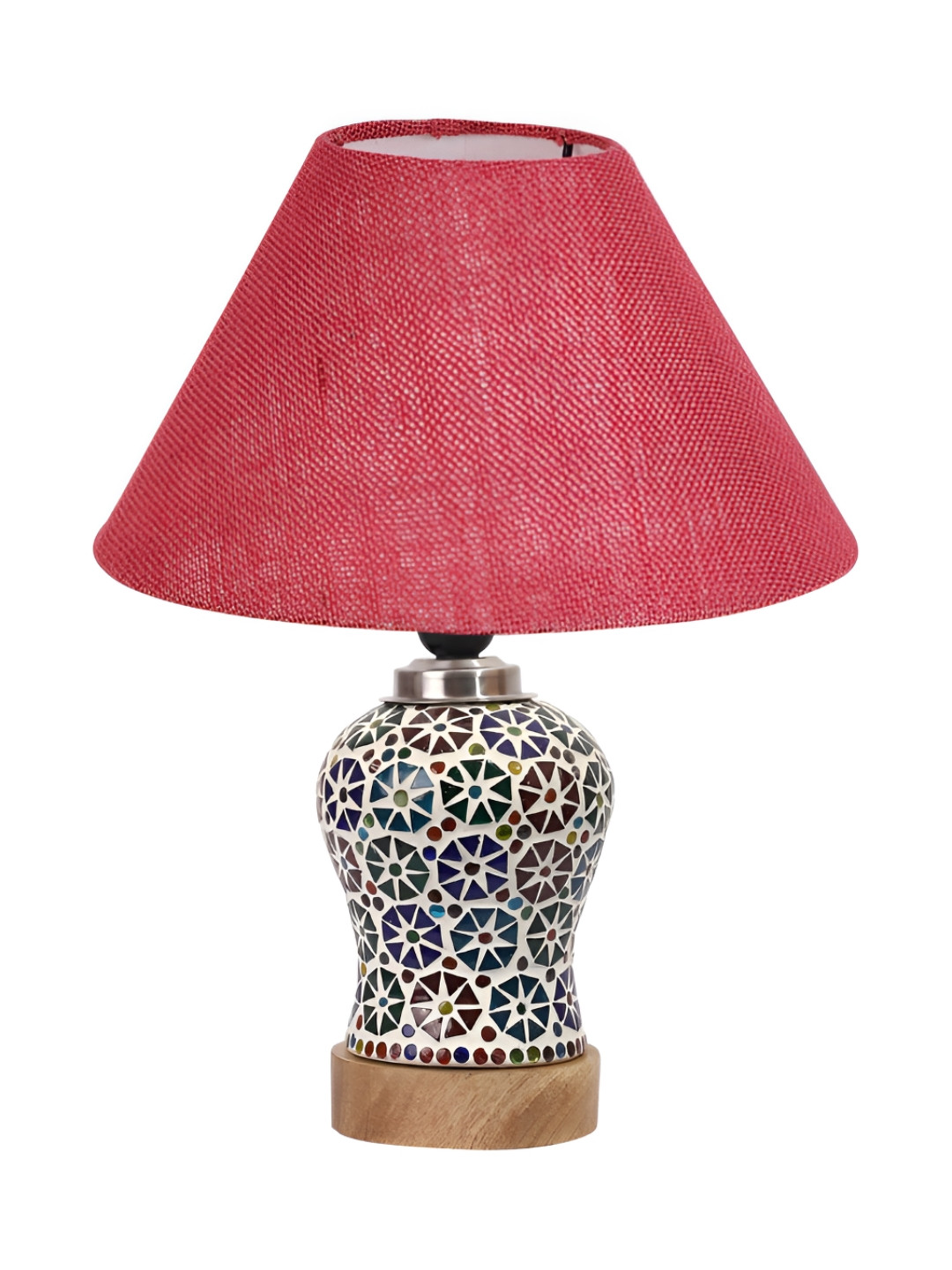 Aura Conical Pink & White Printed Glass Frustum Shaped Table Lamp