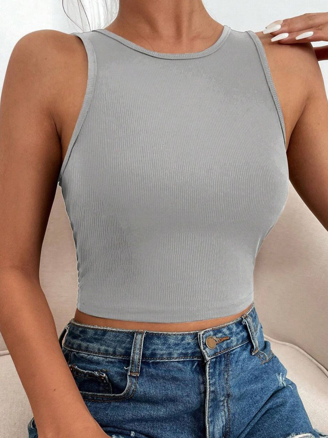 BAESD Ribbed Fitted Tank Crop Top