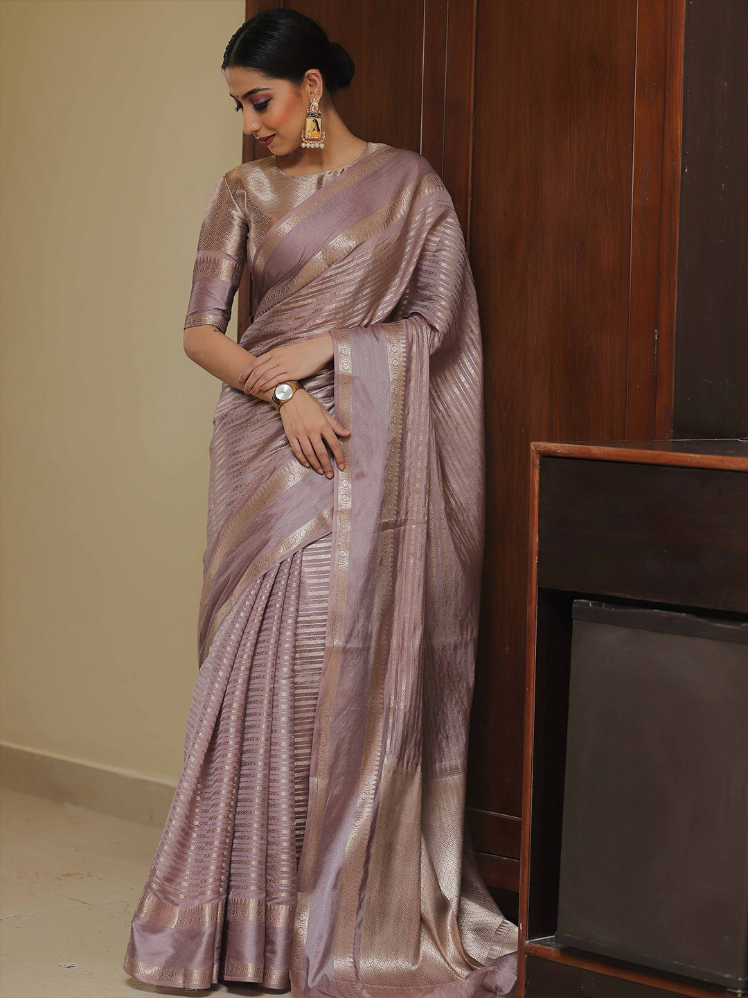 Banarasee Woven Design Zari Banarasi Semi Silk Saree
