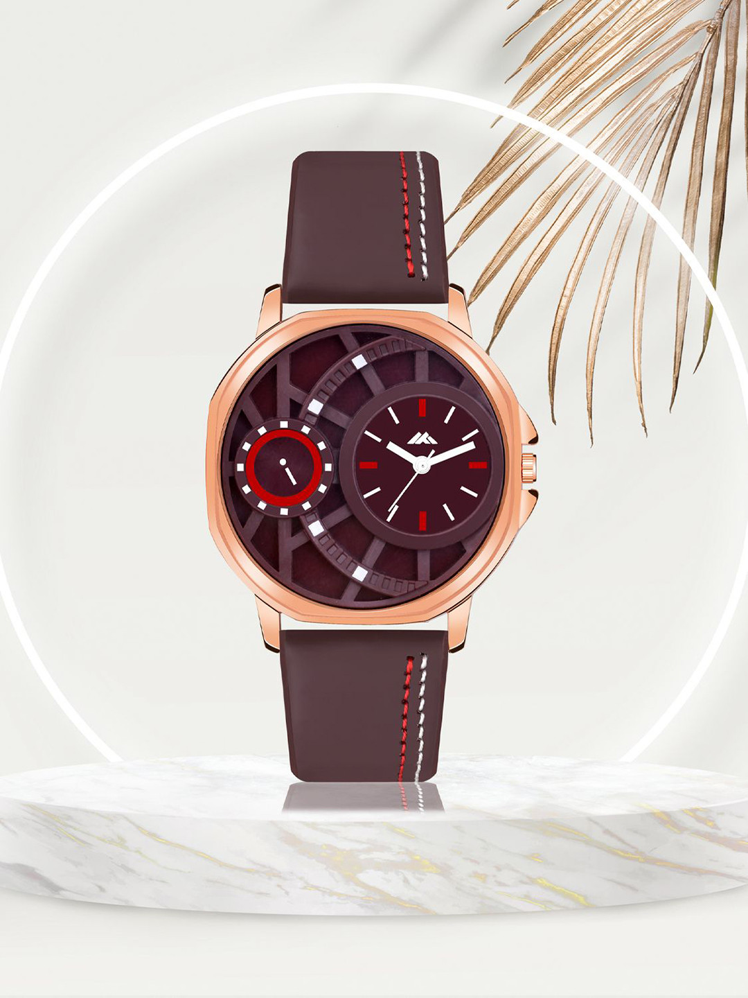 Shocknshop Men Brass Dial & Leather Straps Analogue Watch MT48