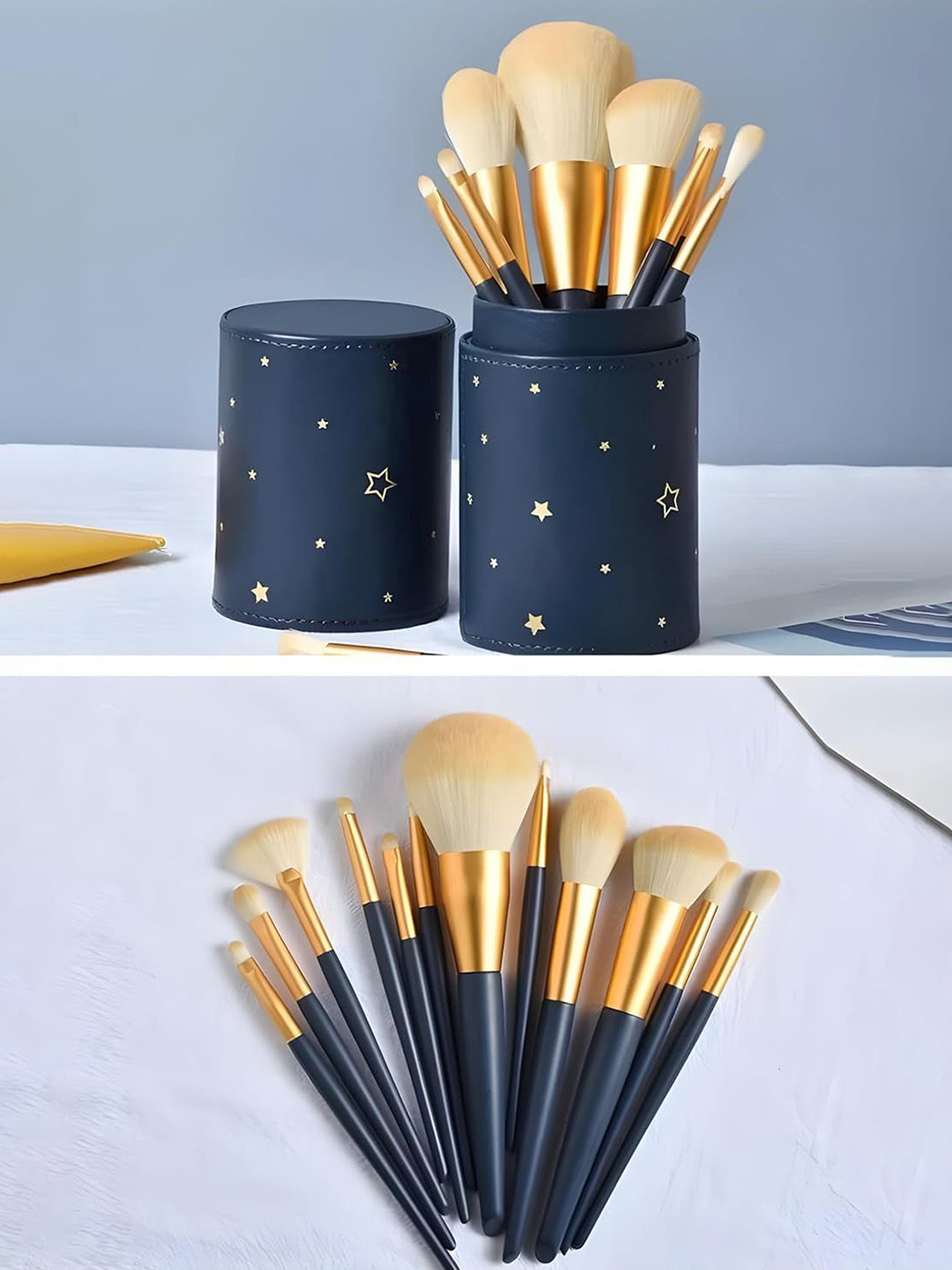 PURRPALAX Set Of 13 Makeup Brush Set With Leather Box