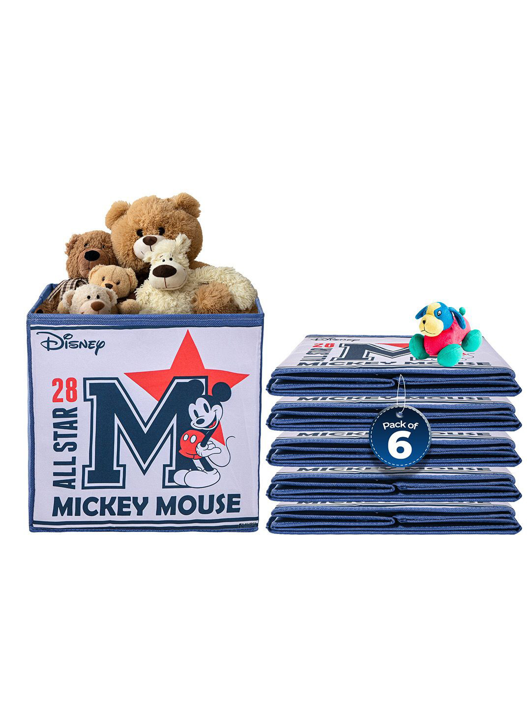 Kuber Industries Navy Blue & White 6 Pcs Disney Mickey Star Multi-Utility Organisers