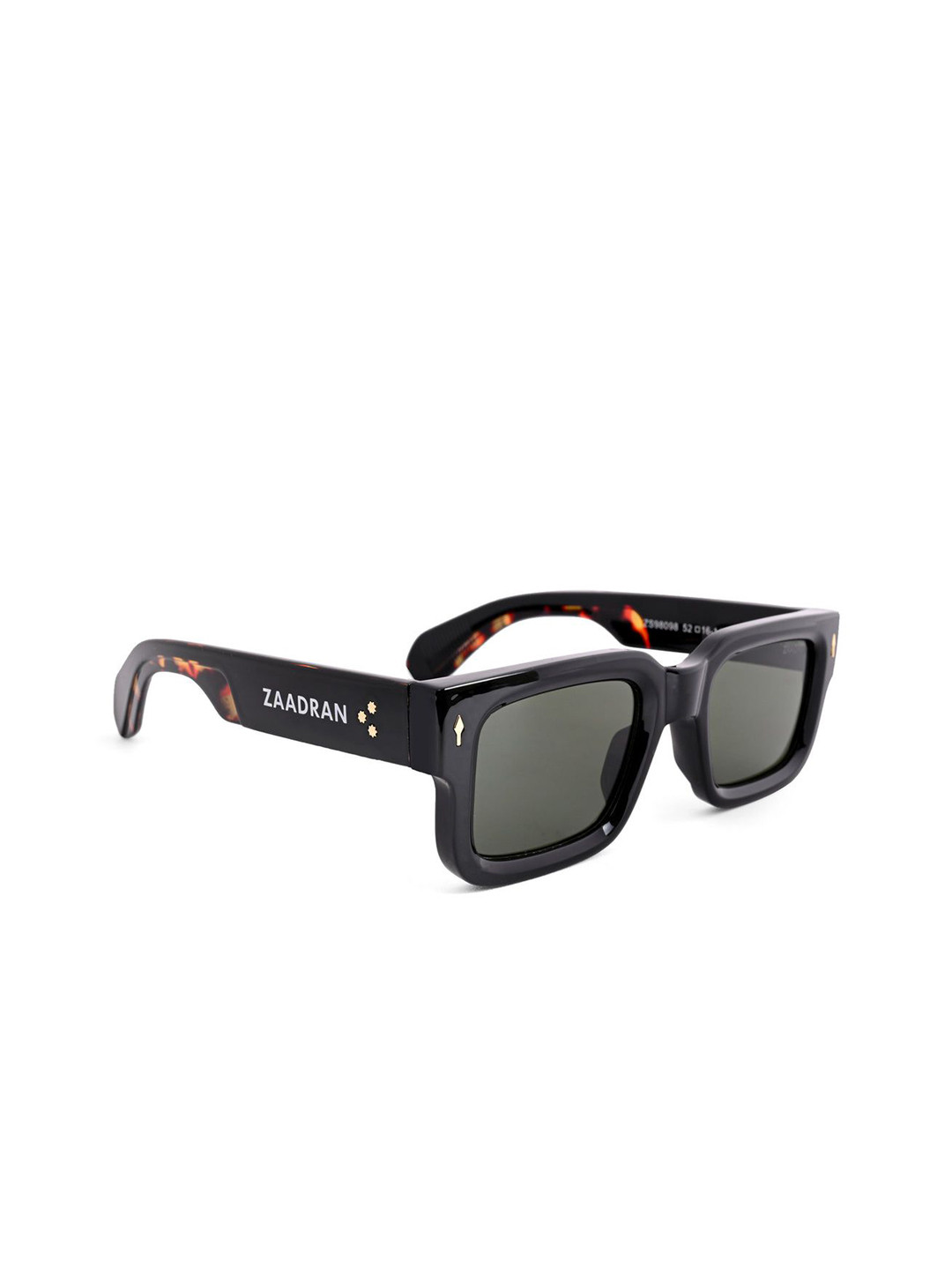 ZAADRAN Unisex Wayfarer Sunglasses with Polarised and UV Protected Lens ALMATY-BALCK GREEN