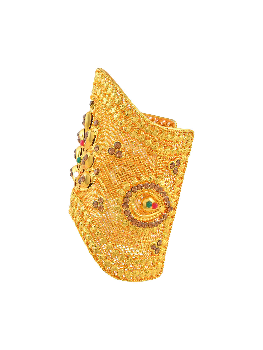 MEMOIR Gold-Plated Artificial Stones Studded Arm Cuff Traditional Bracelet