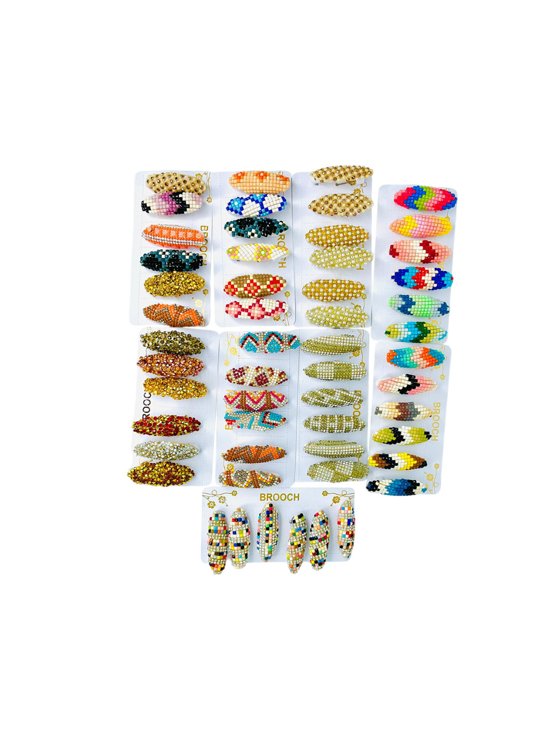 SZN 6 Pcs Artificial Stones Studded Brooch Sari Pins