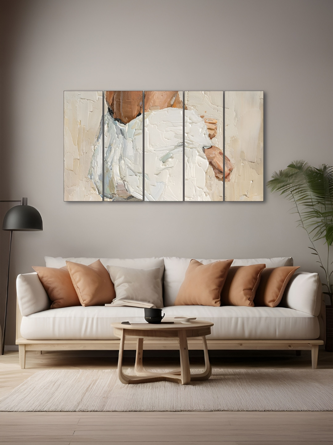 The Castle Decor White & Brown 5 Pieces Horses Wooden Wall Art