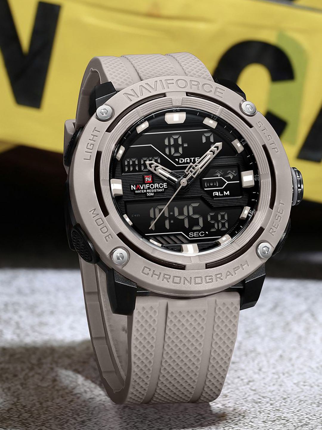 Naviforce Men Dial & Straps Multifunctional Digital Chronograph Watch NF7114 B.GY B.GY
