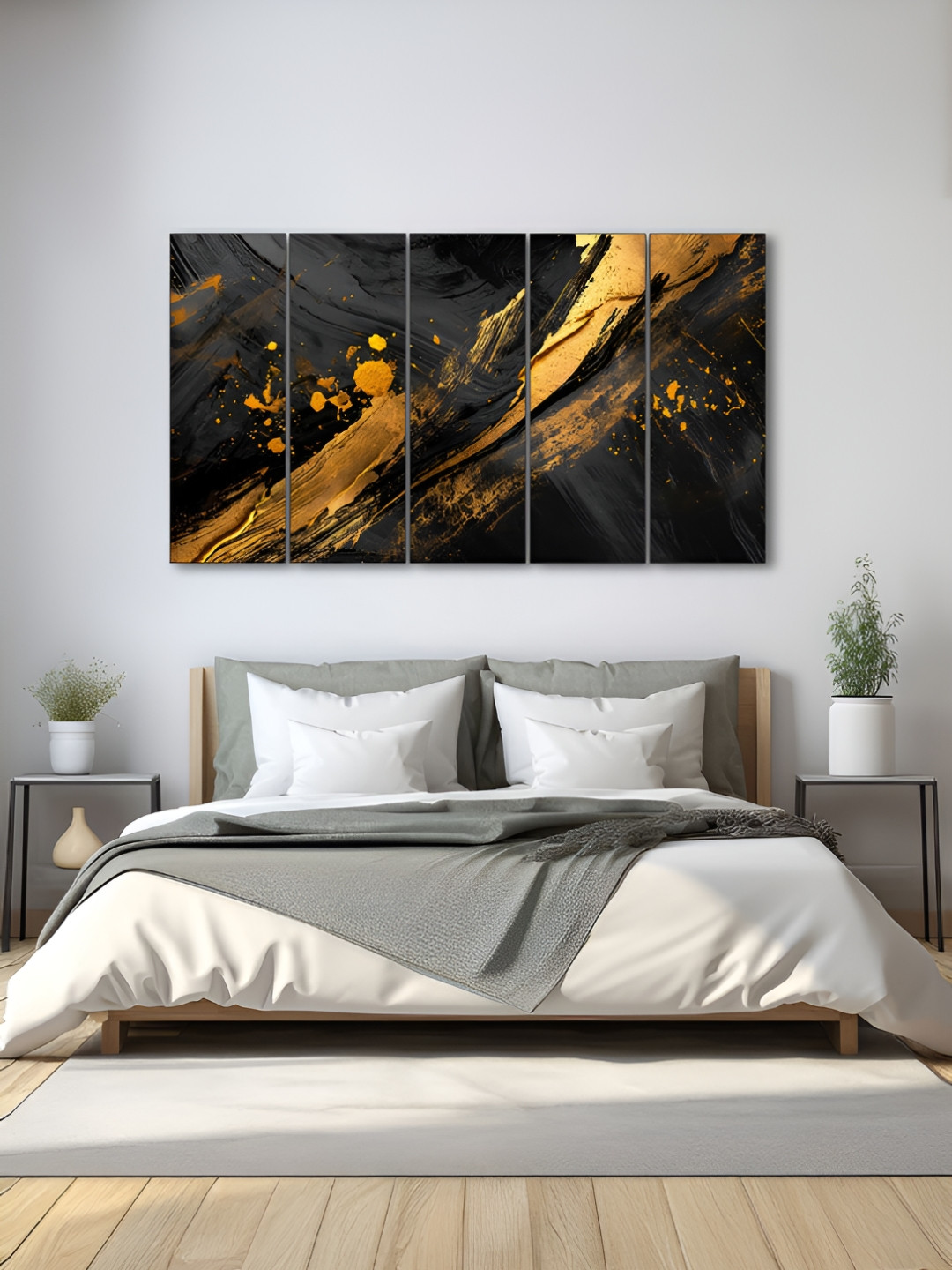 The Castle Decor Black Wood Wall Living Room Rectangle Potrait Paintings Wall Art