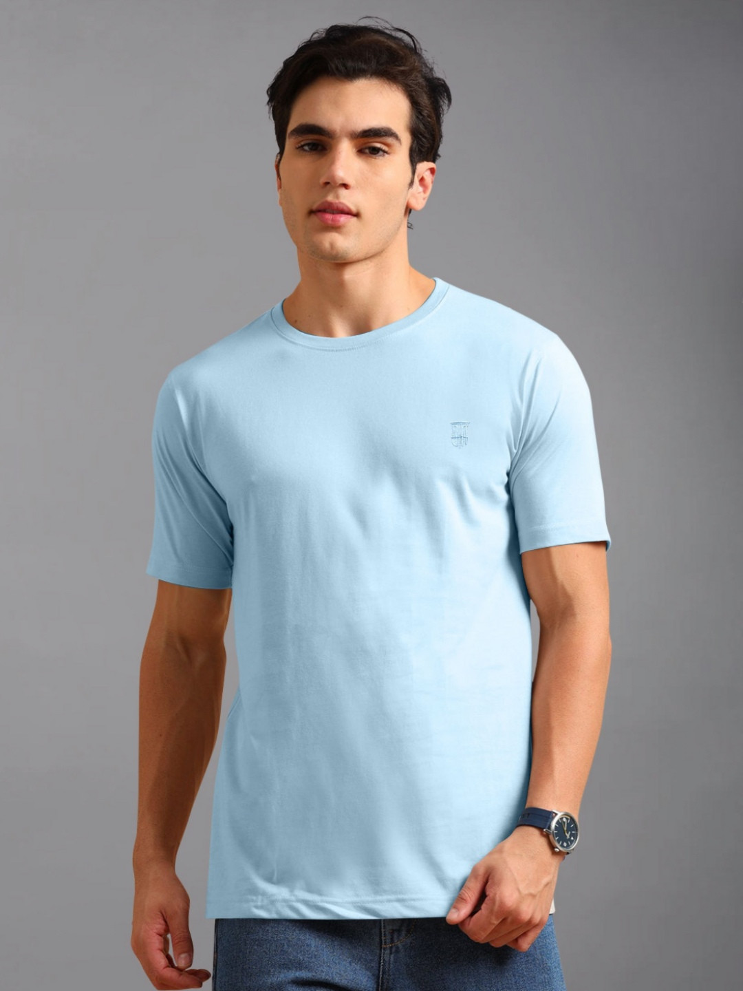 BLUE ARC Regular Fit Round Neck T-shirt