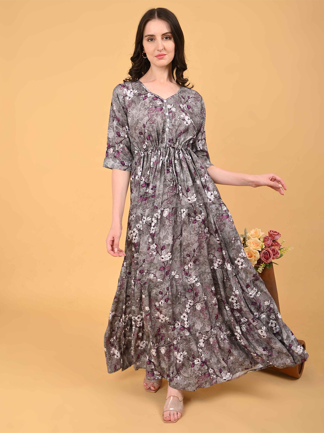 GOLDSTROMS Women Floral Print Gown Dress