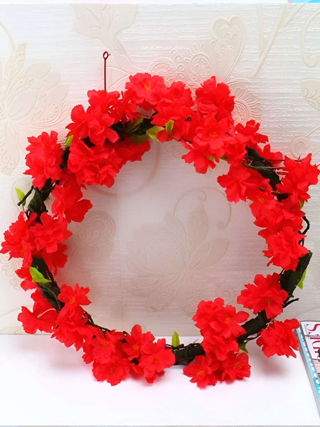 Nutts Red 2 Pieces Hanging Hydrangea Artificial Flower