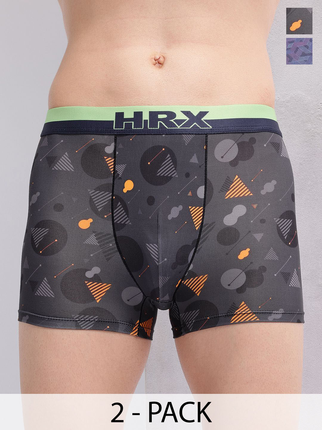 HRX by Hrithik Roshan Pack Of 2 Printed Mid Rise Antimicrobial TrunkHTO-PV-Print-105-111-S