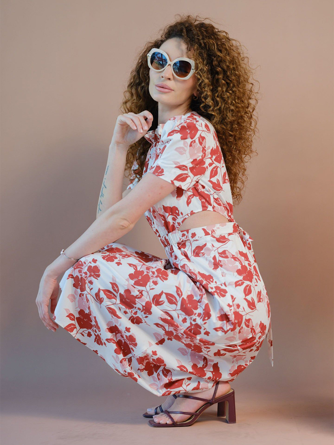 Virgio Pure Cotton A-Line Dress With Cut-Out Waist