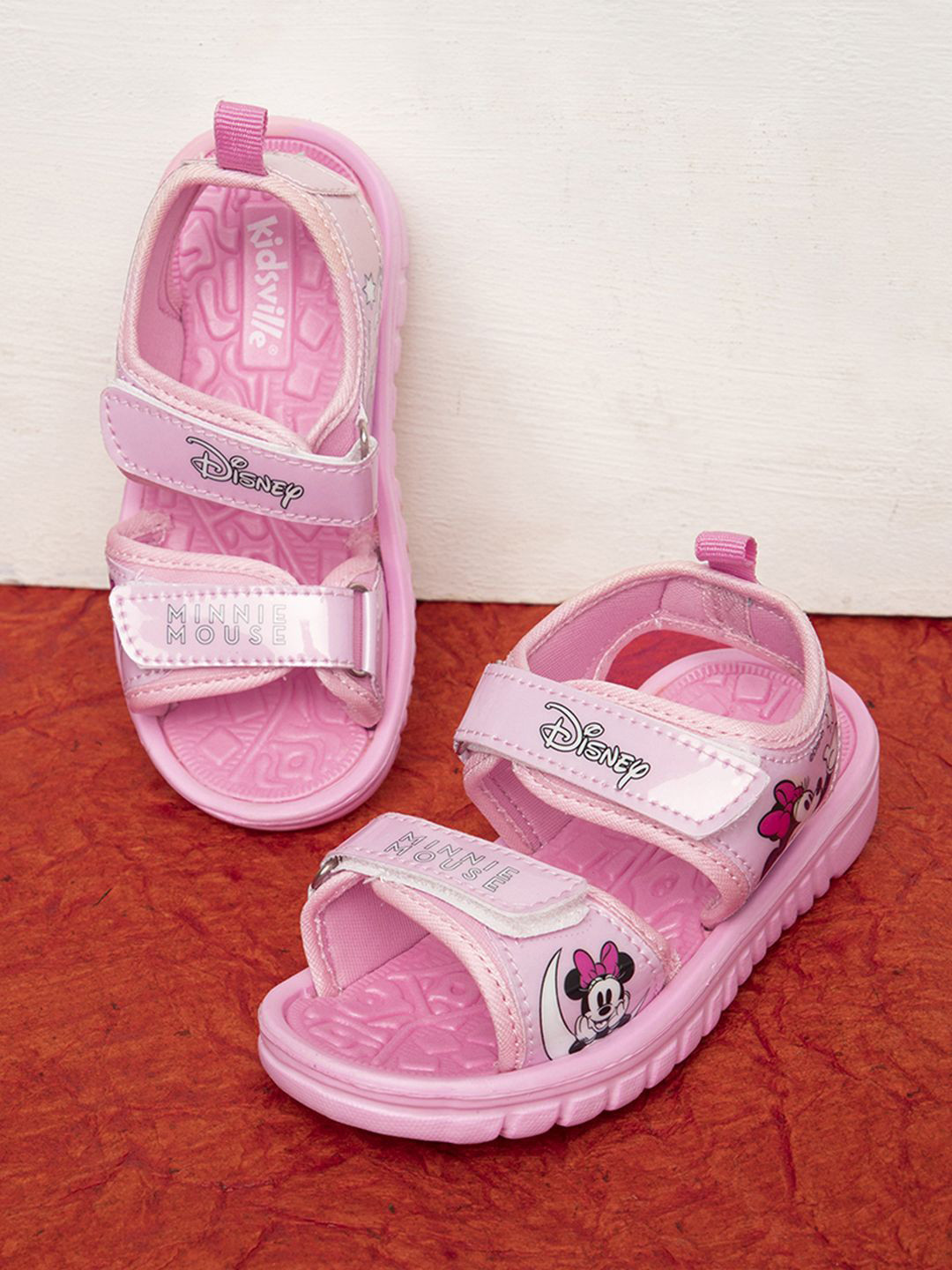 Kids Ville Girls Minnie Printed Open Toe Velcro Flats