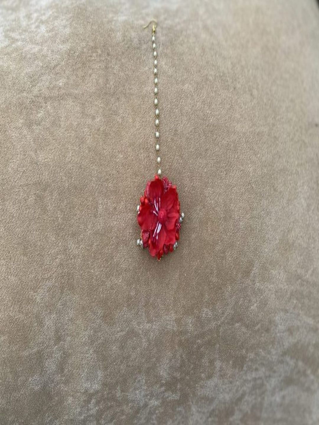 Flosaira Rellow Artificial Beads Studded Maang Tikka Head Jewellery