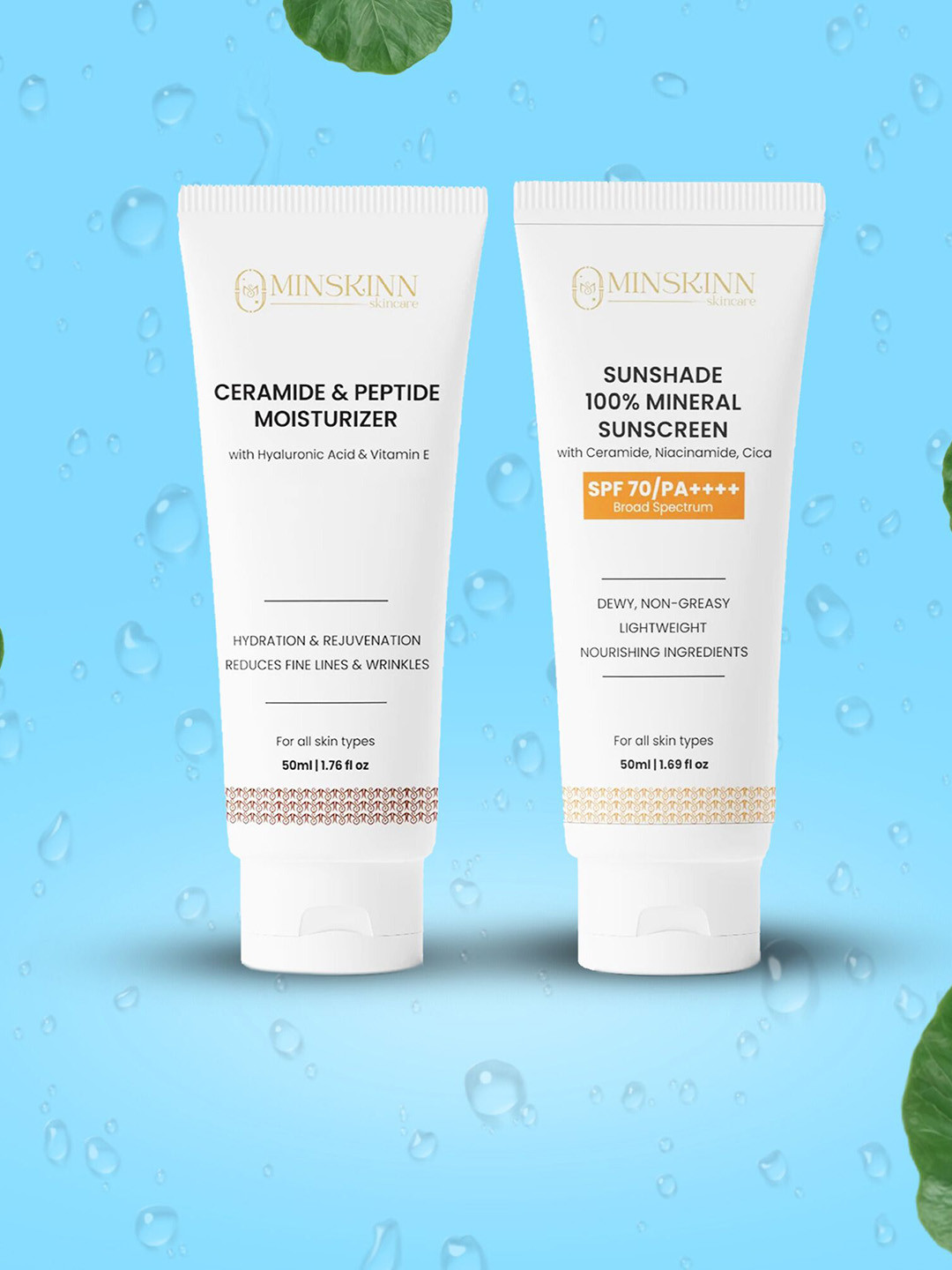 Minskinn Skincare Set Of 2 Ceramide Moisturizer & Sunshade Sunscreen- 50 ml Each