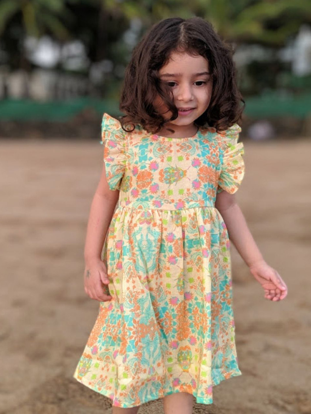 Tura Turi Women Floral Print Flutter Sleeve Fit & Flare Dress