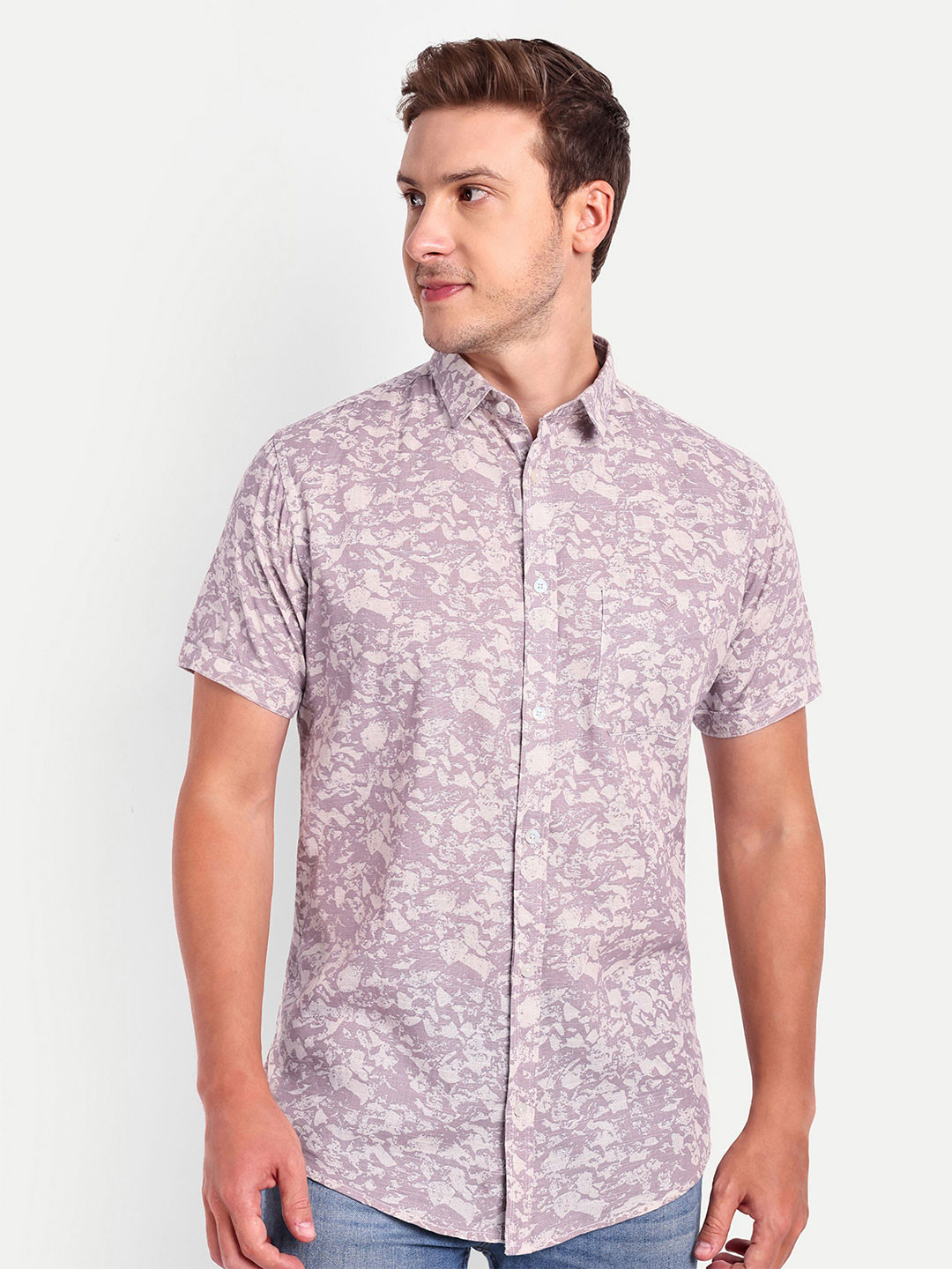 SUI DHAGA Comfort Abstract Printed Opaque Cotton Linen Casual Shirt