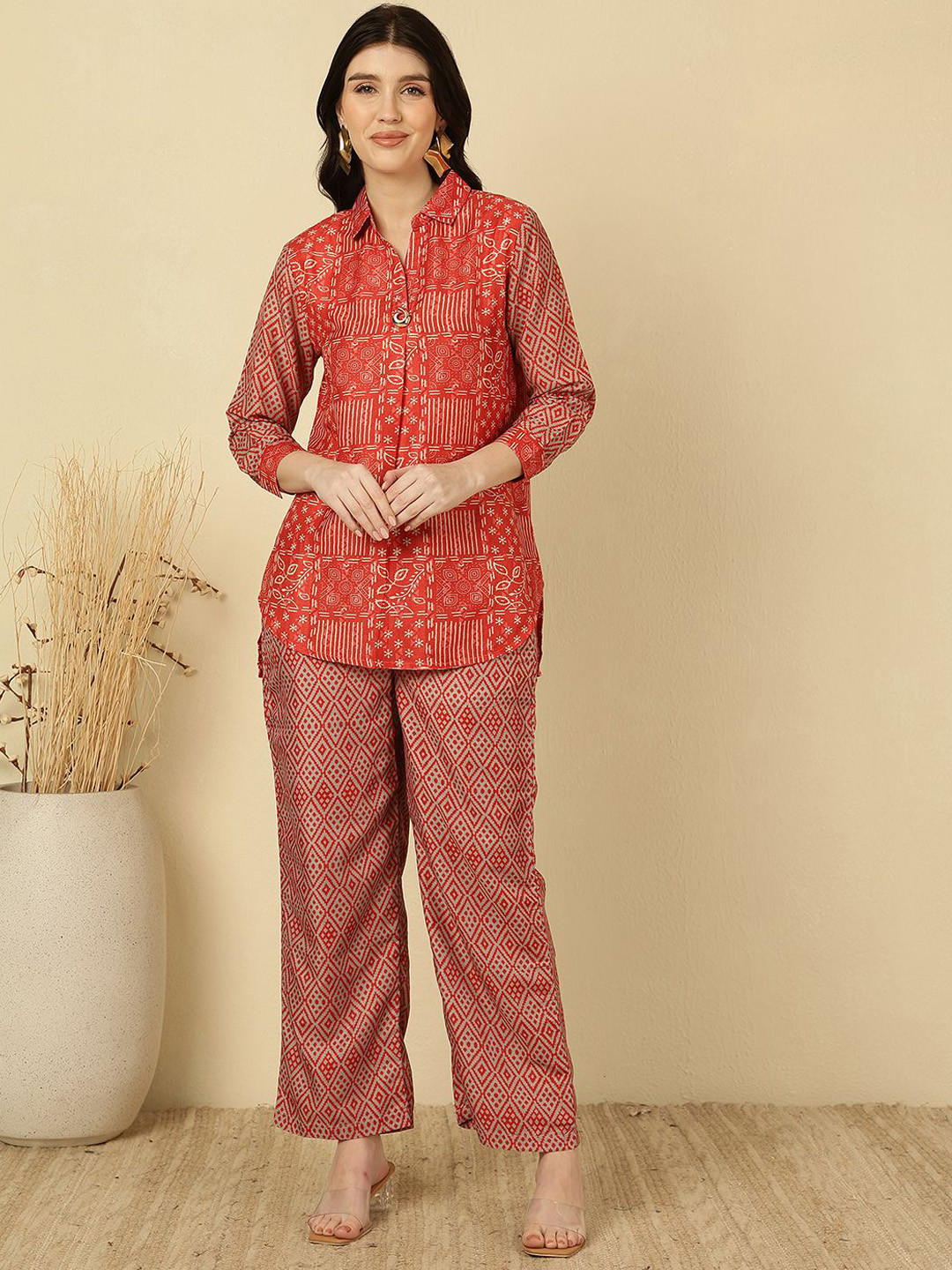 FUTURO Ethnic Motifs Printed Shirt With Trousers