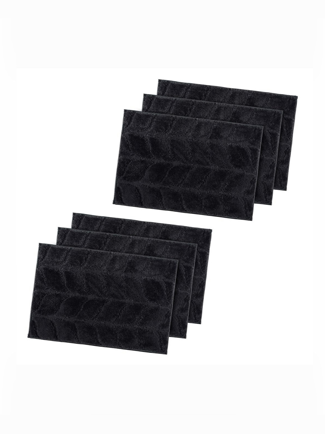 Myntra Elegant Homes 6Pcs Grey Leaf Design Microfibre Anti-Skid Doormats