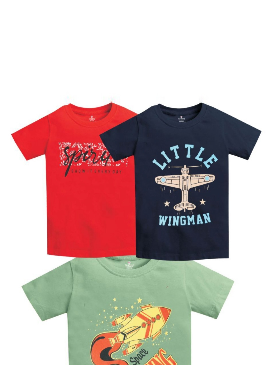 MM Impex Kids Pack Of 3 Typography Printed Round Neck Cotton  T-shirts