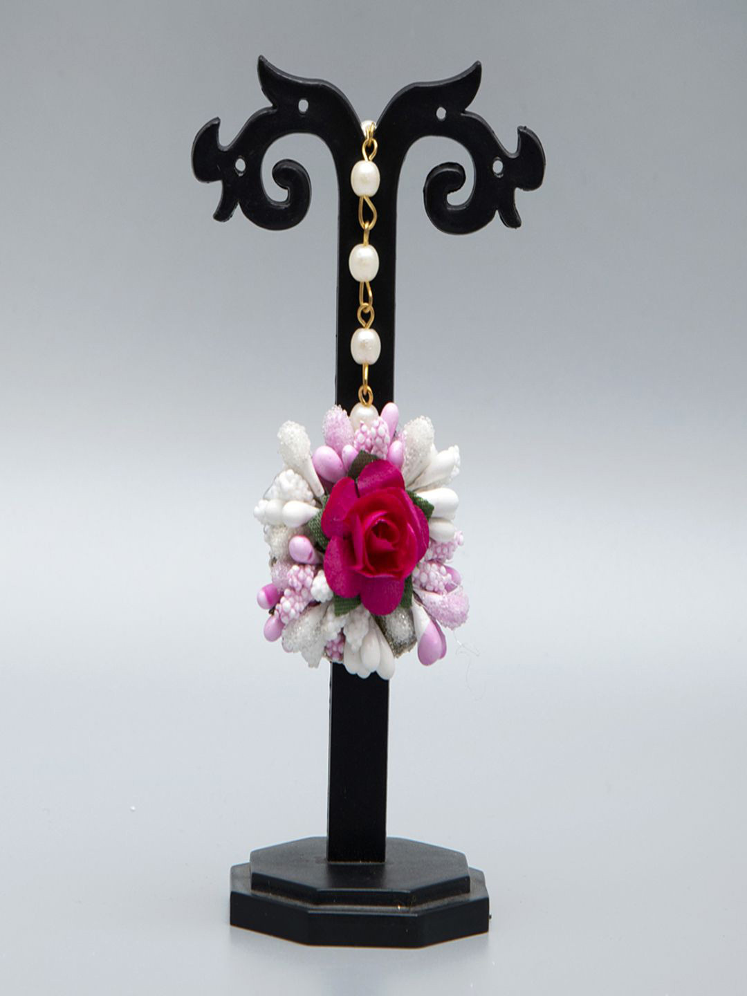 Flosaira Gulaabari Artificial Beads Studded Maang Tikka Head Jewellery