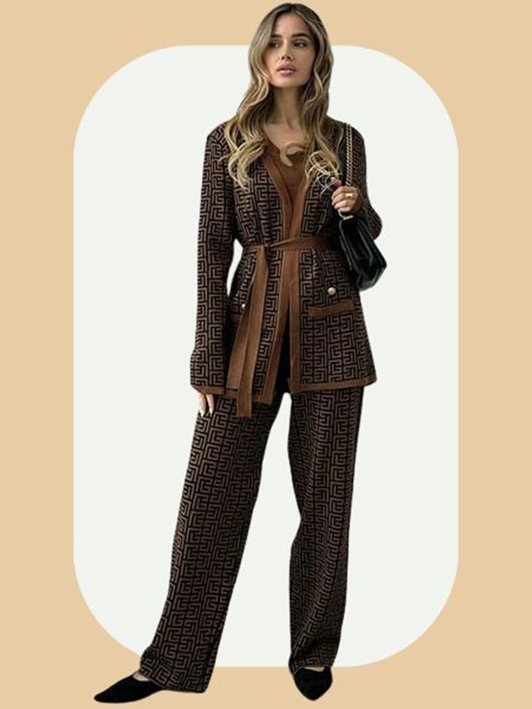 TJ FASHION Printed Top, Trouser & Shrug Co-Ord Set