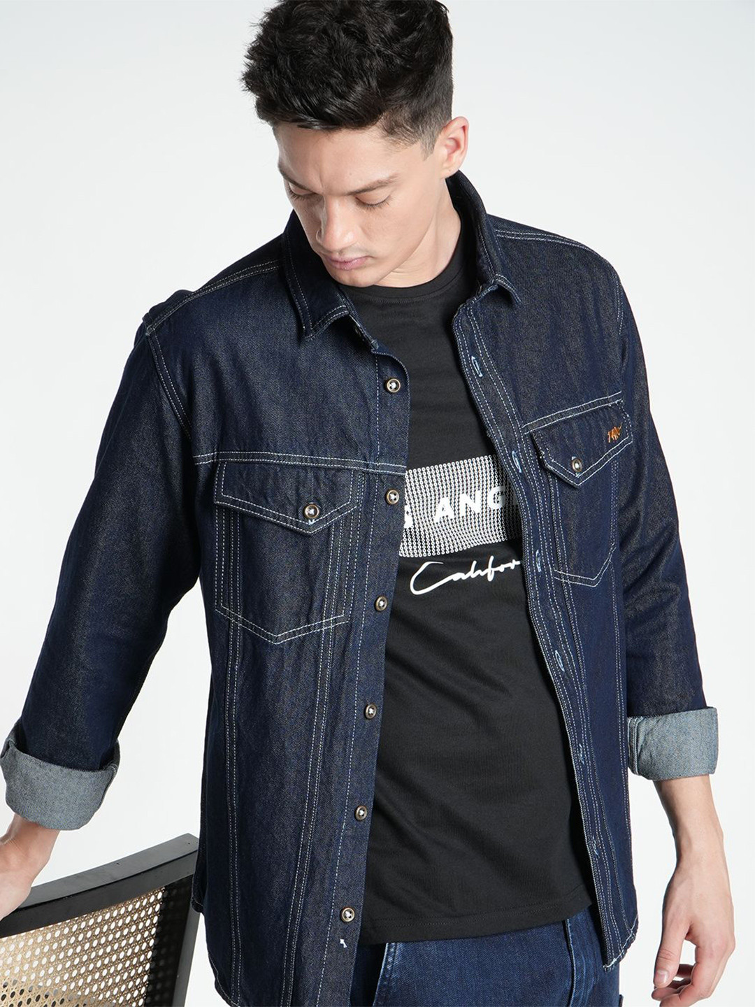 TEMPLE OF DENIM Men Slim Fit Casual Shirt